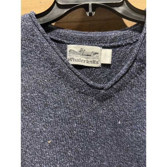 WhalerKnits- Navy Blue- Pull-over V Neck Sweater - Size XL - Picture 7 of 8